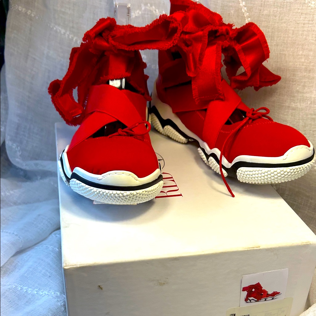 Nwt Valentino Red Athletic Red Wrap Around Amazing Shoes